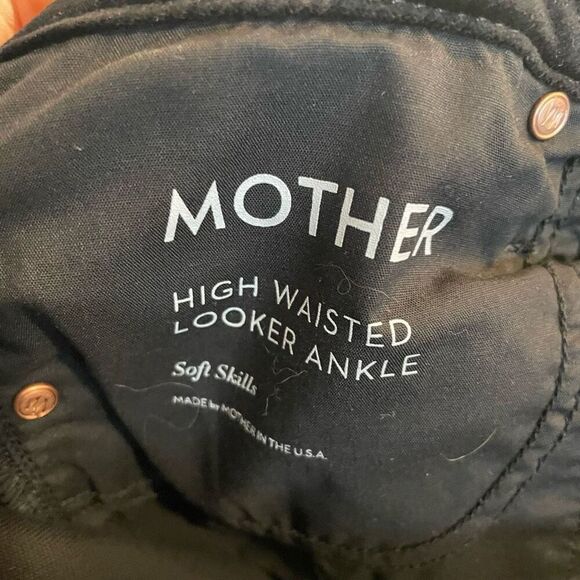 Mother Womens Ankle Velvet High Waisted Looker Pants 25 Black Grunge Skinny Leg - Picture 6 of 10